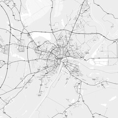 Fototapeta premium Szeged Area Map with Labels and Neighborhoods - One color, minimalistic design
