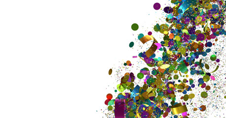 Festive explosion of colorful confetti and ribbons. Perfect for party, celebration, and festive designs.