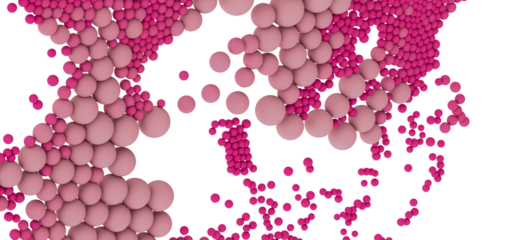 Pink and rose spheres, abstract background, 3D render, texture, design element.
