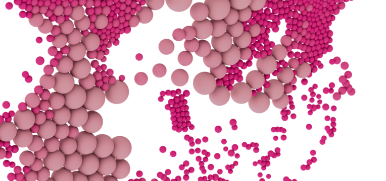 Pink and rose spheres, abstract background, 3D render, texture, design element.
