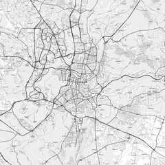 Vilnius Area Map with Labels and Neighborhoods - One color, minimalistic design