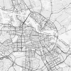 Obraz premium Amsterdam Area Map with Labels and Neighborhoods - One color, minimalistic design