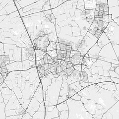 Fototapeta premium Breda Area Map with Labels and Neighborhoods - One color, minimalistic design