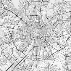 Moscow Area Map with Labels and Neighborhoods - One color, minimalistic design
