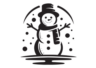 snowman logo silhouette vector illustration, snowman logo design vector, vector silhouette snowman, snowman vector silhouette logo on a white background