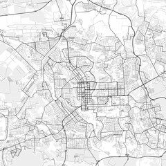 Donetsk Area Map with Labels and Neighborhoods - One color, minimalistic design
