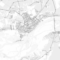 Obraz premium Kherson Area Map with Labels and Neighborhoods - One color, minimalistic design
