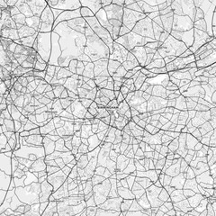 Birmingham Area Map with Labels and Neighborhoods - One color, minimalistic design
