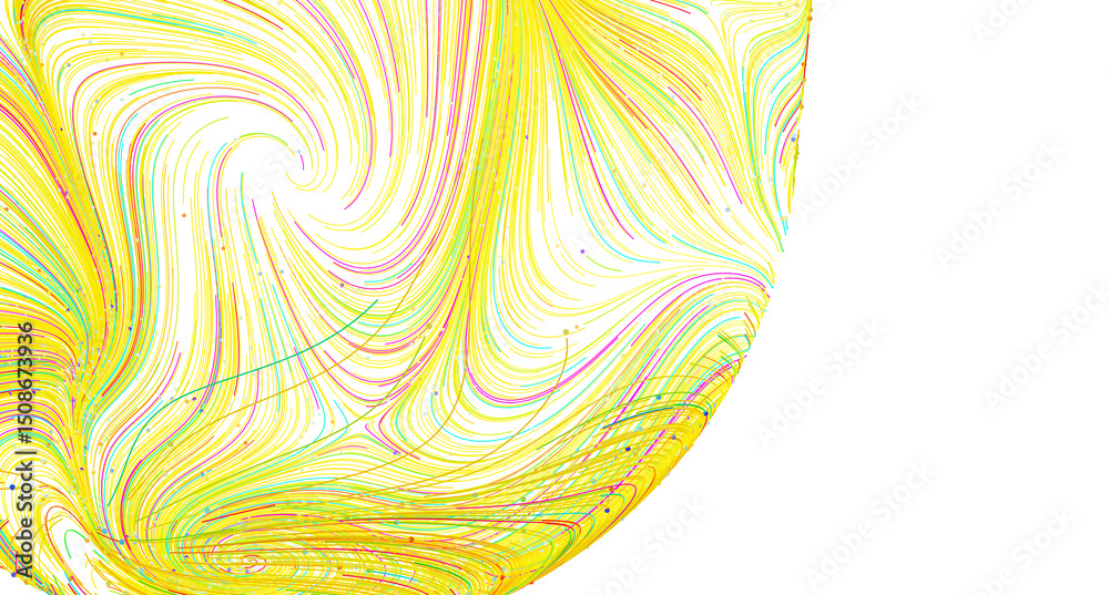 Poster Vibrant yellow and colorful lines swirl in an abstract design. Perfect for backgrounds, websites, and more.