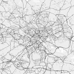 Obraz premium Leeds Area Map with Labels and Neighborhoods - One color, minimalistic design