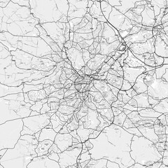 Sheffield Area Map with Labels and Neighborhoods - One color, minimalistic design
