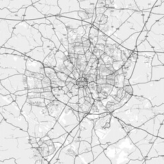 Coventry Area Map with Labels and Neighborhoods - One color, minimalistic design