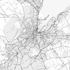 Belfast Area Map with Labels and Neighborhoods - One color, minimalistic design