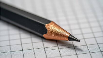 Closeup View Of Graphite Pencil On Grid Paper