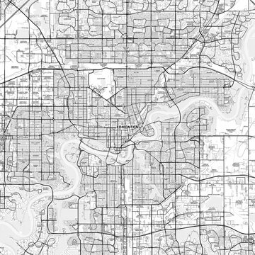 Edmonton Area Map with Labels and Neighborhoods - One color, minimalistic design