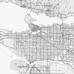 Obraz premium Vancouver Area Map with Labels and Neighborhoods - One color, minimalistic design