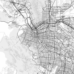 Fototapeta premium Juárez Area Map with Labels and Neighborhoods - One color, minimalistic design