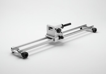 Gray metal camera slider, studio equipment