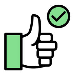 Thumbs Up Approval Icon - Simple Color Lineal Style for Feedback & Ratings. (Color Lineal Style)