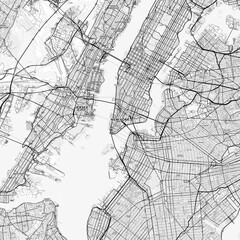 New York City Area Map with Labels and Neighborhoods - One color, minimalistic design