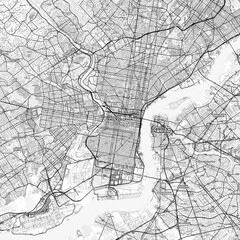 Philadelphia Area Map with Labels and Neighborhoods - One color, minimalistic design