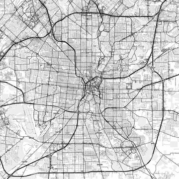San Antonio Area Map with Labels and Neighborhoods - One color, minimalistic design