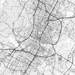 Austin Area Map with Labels and Neighborhoods - One color, minimalistic design