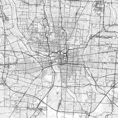 Obraz premium Columbus Area Map with Labels and Neighborhoods - One color, minimalistic design
