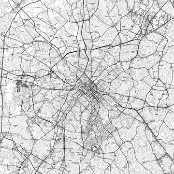 Charlotte Area Map with Labels and Neighborhoods - One color, minimalistic design