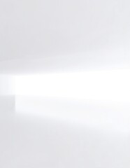 A bright, airy white room bathed in soft natural light streaming through a large window, illuminating minimalist decor and creating a serene atmosphere.