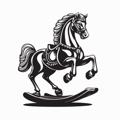 Rocking Horse Cute Minimalist Child Image vector isolated on white background.