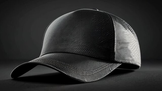 Black Baseball Cap on Dark Background