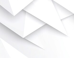 Obraz premium A clean, white abstract background featuring a dynamic arrangement of overlapping triangles in varying sizes, creating a sense of depth and movement.