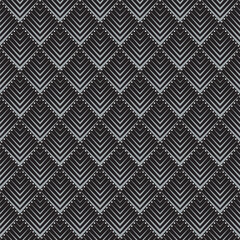 Seamless Geometric Pattern On Black Background For Gift Wrap And Fabric Print