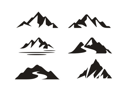mountain design icon set . illustration of mountains peak  vector logo design collection 
