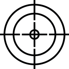 Fototapeta premium Black line art icon showing target and arrow—ideal for business success, precision, and performance tracking.