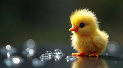 Cute fluffy yellow duckling baby animal adorable chick easter springtime