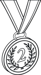 Thin line medal icon for award, excellence, and earned success.