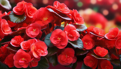 vibrant red begonia flowers in full bloom
