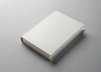 Fototapeta premium Blank Book Cover on Grey Background, Realistic Mockup for Design and Branding
