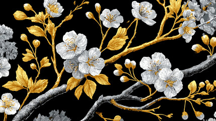 cherry blossom, flower, pattern, floral, seamless, vector, illustration, nature, spring, blossom, design, wallpaper, decoration, flowers, pink, cherry, tree, art, leaf, beauty, plant, texture, branch,