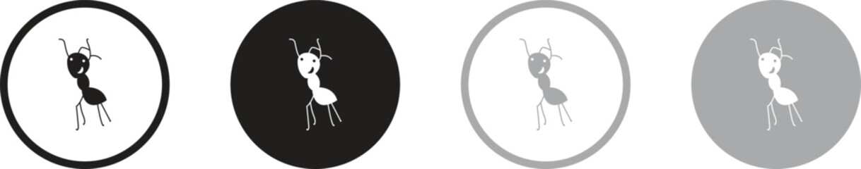 cartoon ant insect . Side view black and white vector illustration