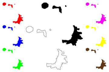 Manado city (Republic of Indonesia, Region Sulawesi) map vector illustration, scribble sketch Menado Wenang map