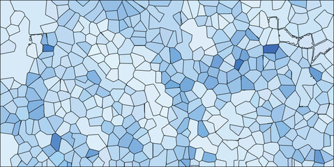 Abstract blue stained glass style background illustration featuring irregular geometric shapes and gradients, perfect for various design applications