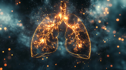 Illuminated Lungs Against a Cosmic Background