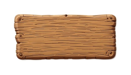 Old brown wooden board with texture isolated on white, a blank vintage sign or frame for your design