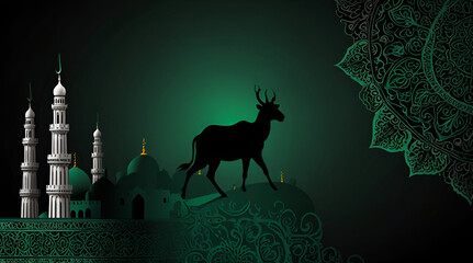 eid ui adha written form with green and black background,generative.ai