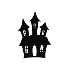 Silhouette of a Spooky Haunted House with Gothic Architecture, Eerie Windows, and a Creepy Atmosphere. Perfect for Halloween-Themed Designs, Decorations, and Illustrations.