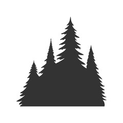 Silhouette of Pine Trees Forest Illustration. Black and White Evergreen Trees Vector Art for Nature, Outdoors, and Wilderness Themes