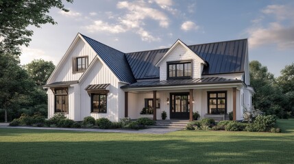 A stunning image of home's exterior showcasing gray double garage doors and a stone wall with plenty of copy space for images.